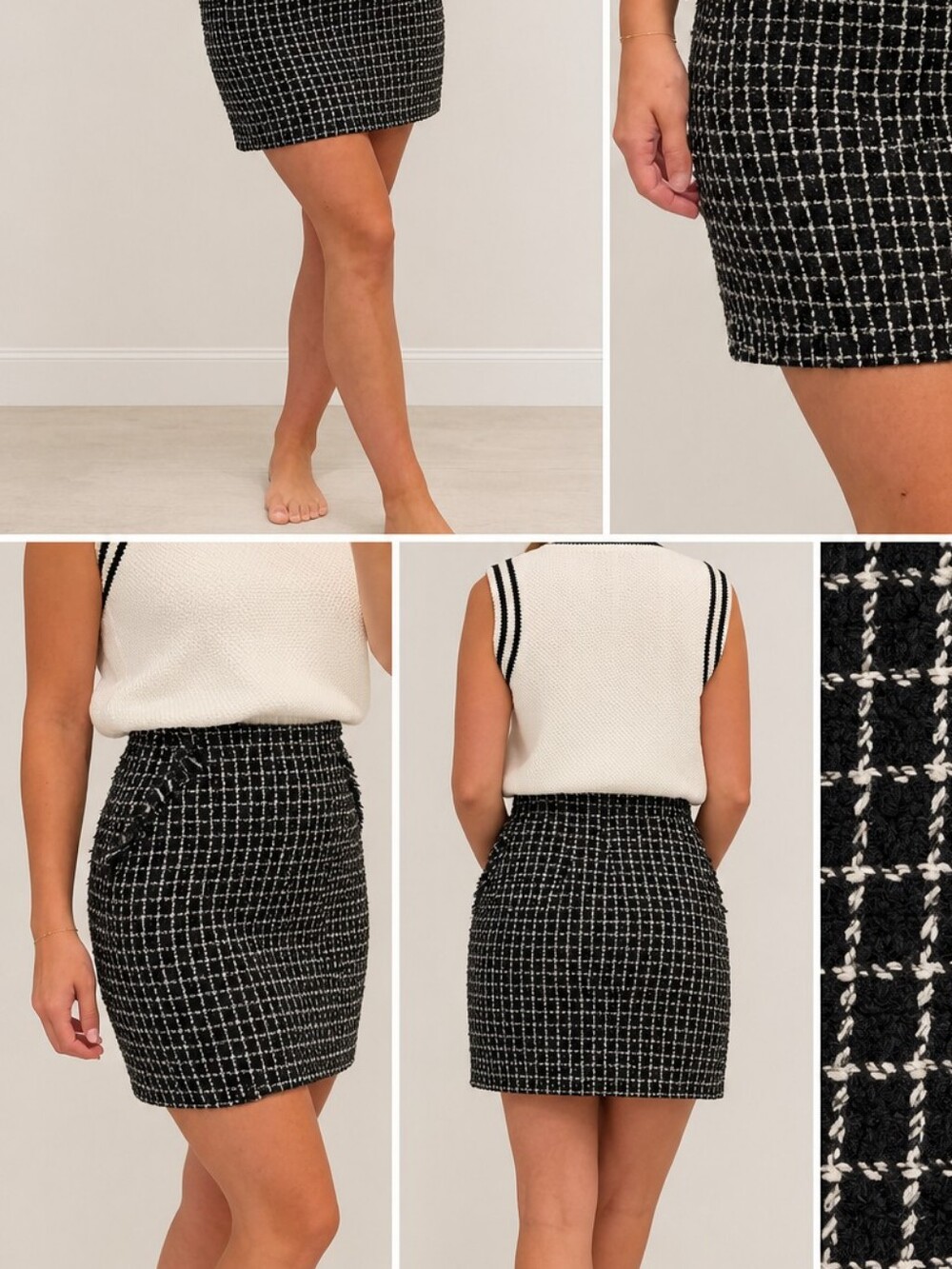 Joe Fresh Black & White Tweed Mini Skirt